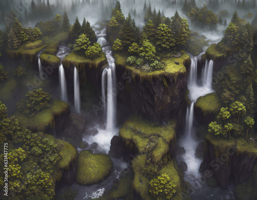 Waterfall in the forest Breathtaking illustrations of nature that convey the beauty of the natural world  Generative AI