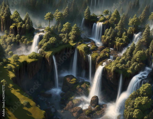 Waterfall in the forest Breathtaking illustrations of nature that convey the beauty of the natural world  Generative AI