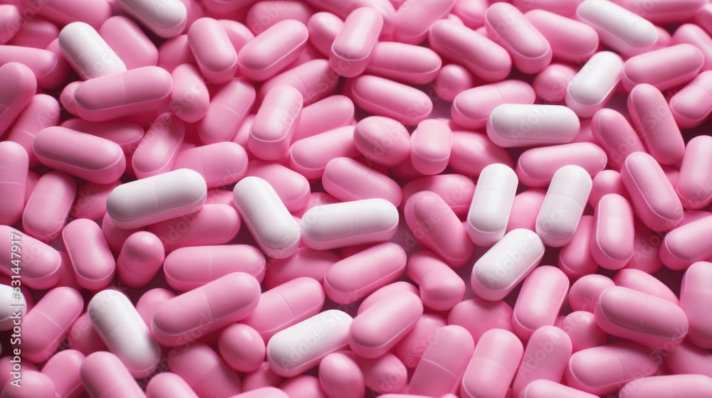 A lot of pink pills.Created with Generative AI technology. A lot of pink pills.Created with Generative AI technology.
