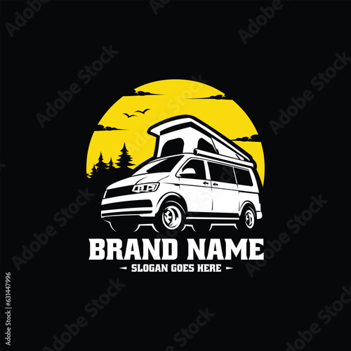 Camper Van LogoTemplate Set Vector Isolated. Best for Outdoor Sport Related Industry