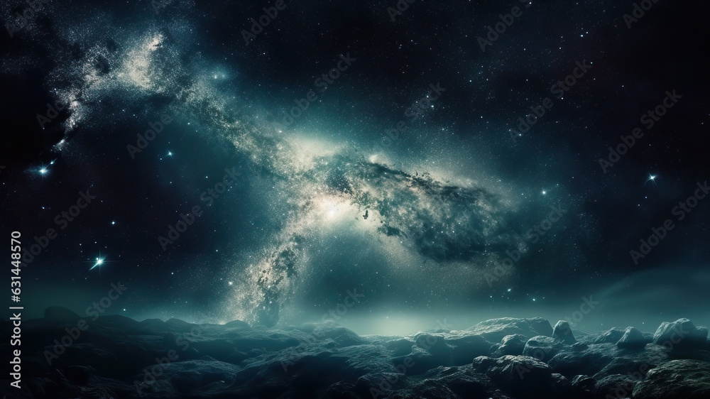 Fototapeta premium Star dust and milky way far and deep in space, astronomical studies and research, space background, generative AI