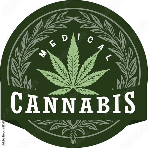 Foto Green Cannabis Leaf Vector Illustration: A Symbol of Nature's Healing and Medici