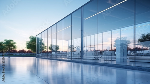 Modern architecture. Wall made of glass commercial buildings exterior. Realistic 3d