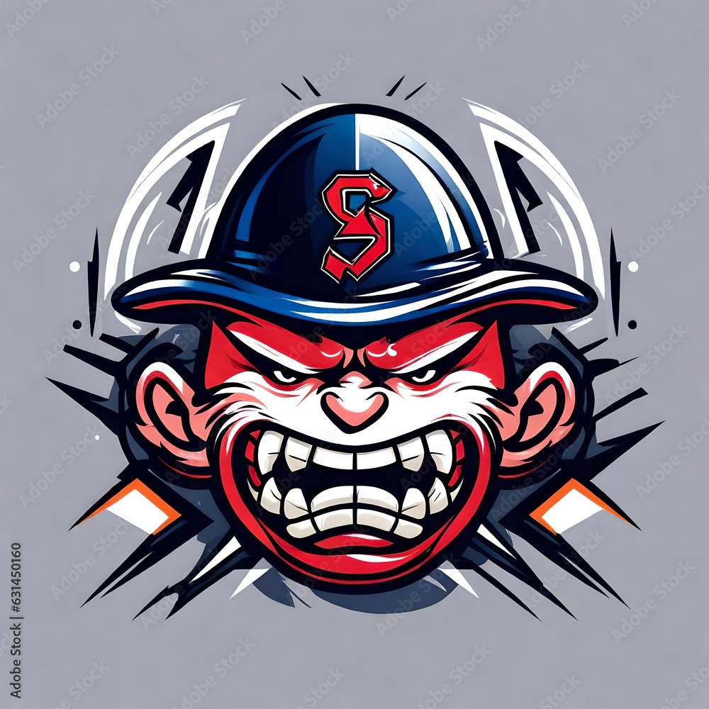 A logo for a business or sports team featuring the head of a fictional angry character that is suitable for a t-shirt graphic.