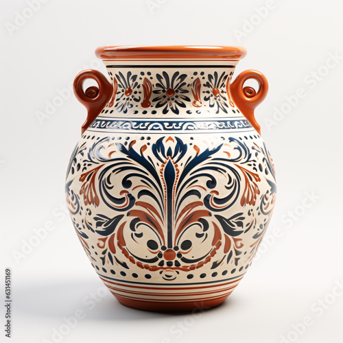 Clay terracota Vase on isolated on white background.