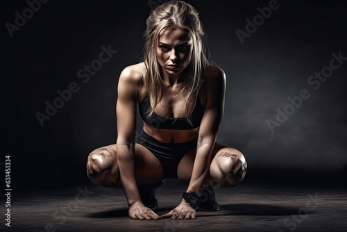 Portrait of a fitness girl with pronounced body muscles