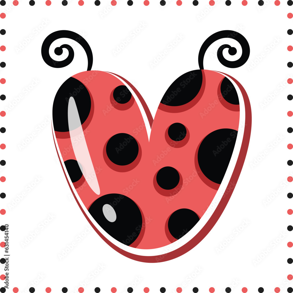 Obraz premium Alphabet letter V cute ladybug theme drawing