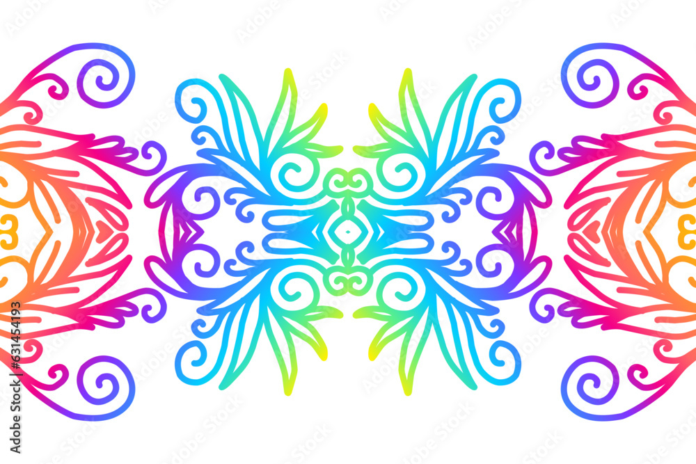 Beautiful classic design colourful  background with flower leaf line art pattern of indonesian culture traditional batik