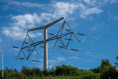 T-Pylons on the new Tickenham to Portishead 400,000 volt overhead electricity line, United Kingdom photo
