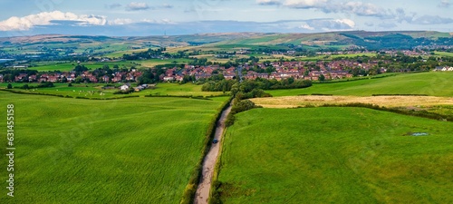 Aerial photo of Tandle Hill country park in Royton, Oldham. Manchester England.  photo