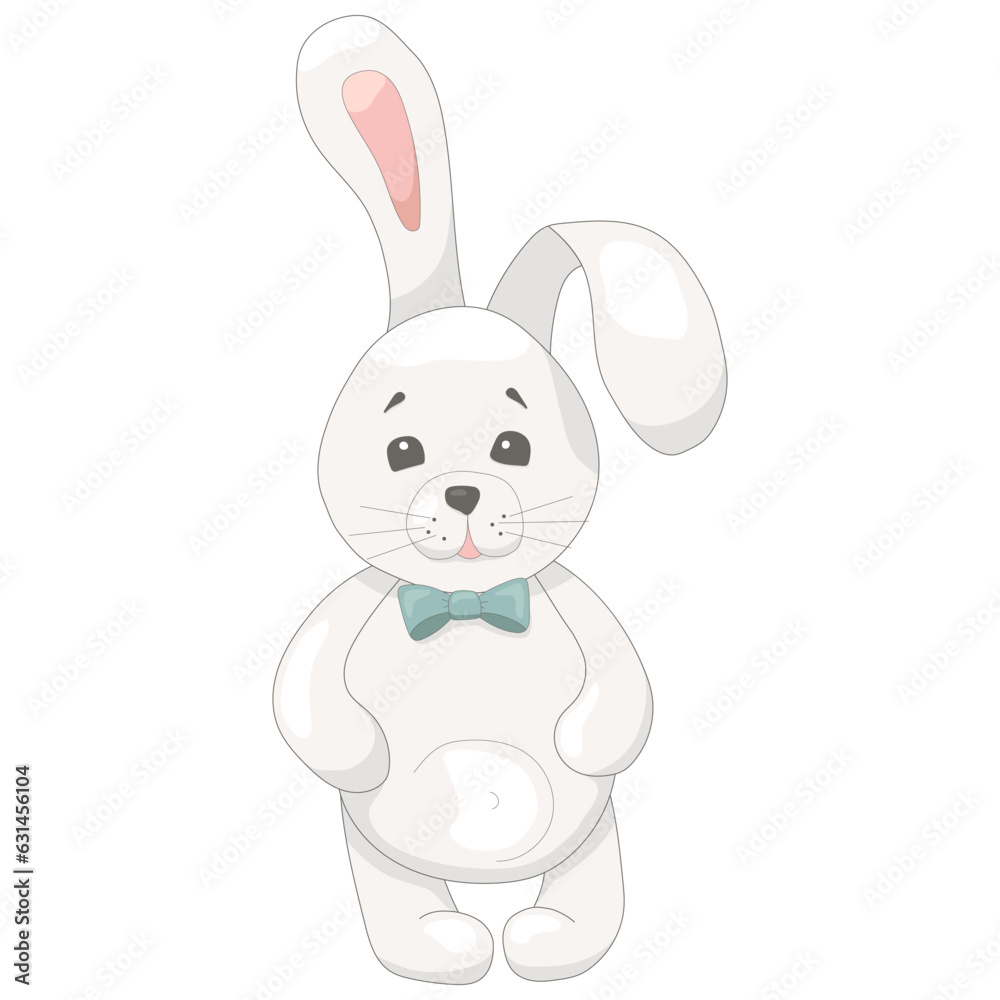 Cute bunny on a white background. Vector illustration. Beautiful gray animal. Cute bunny on a white background. Vector illustration. Beautiful gray animal.