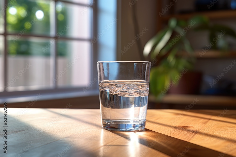 A glass of water served on table. A glass of water served on table.