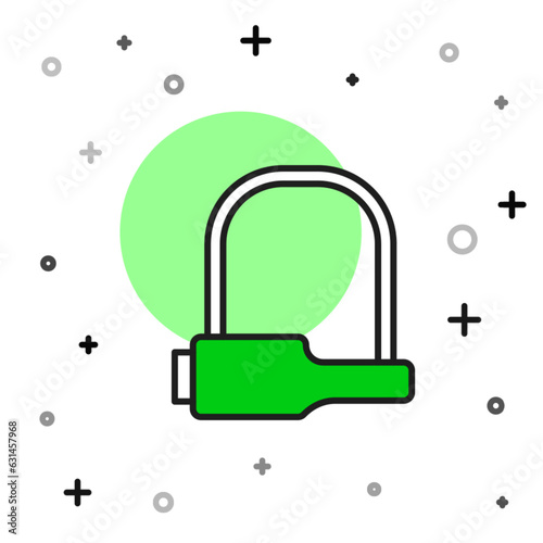 Filled outline Bicycle lock U shaped industrial icon isolated on white background. Vector