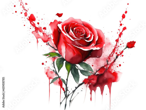 Fototapeta Naklejka Na Ścianę i Meble -  Watercolor roses flowers background isolated on white, abstract flowers made from watercolor paint splashes.