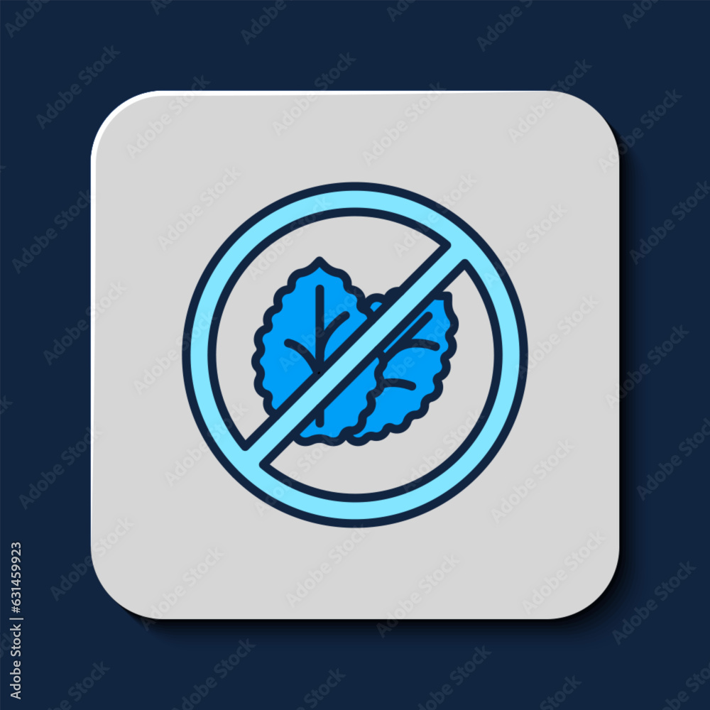 Filled outline No tobacco leaf icon isolated on blue background. Tobacco leaves. Vector Filled outline No tobacco leaf icon isolated on blue background. Tobacco leaves. Vector