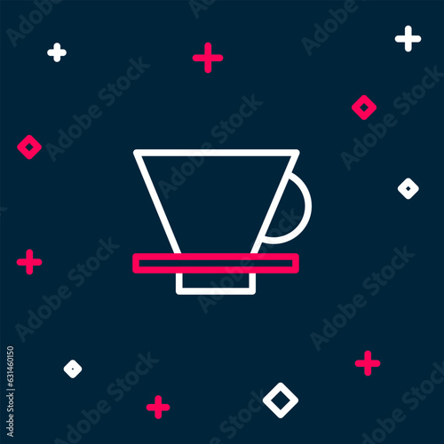 Line V60 coffee maker icon isolated on blue background. Colorful outline concept. Vector