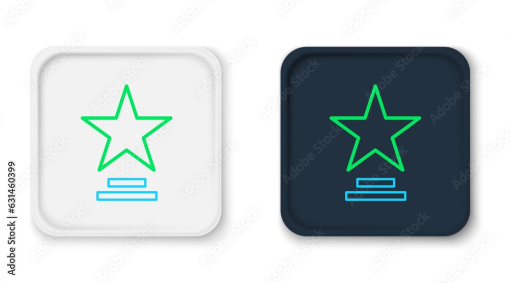 Line Movie trophy icon isolated on white background. Academy award icon. Films and cinema symbol. Colorful outline concept. Vector