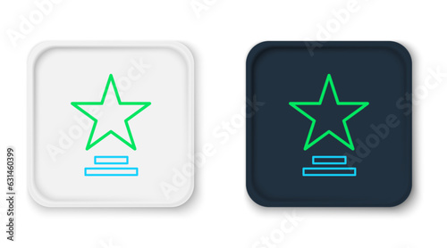 Line Movie trophy icon isolated on white background. Academy award icon. Films and cinema symbol. Colorful outline concept. Vector