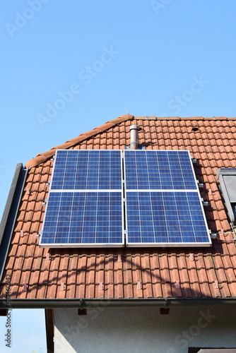 Solar panel on the roof of a house