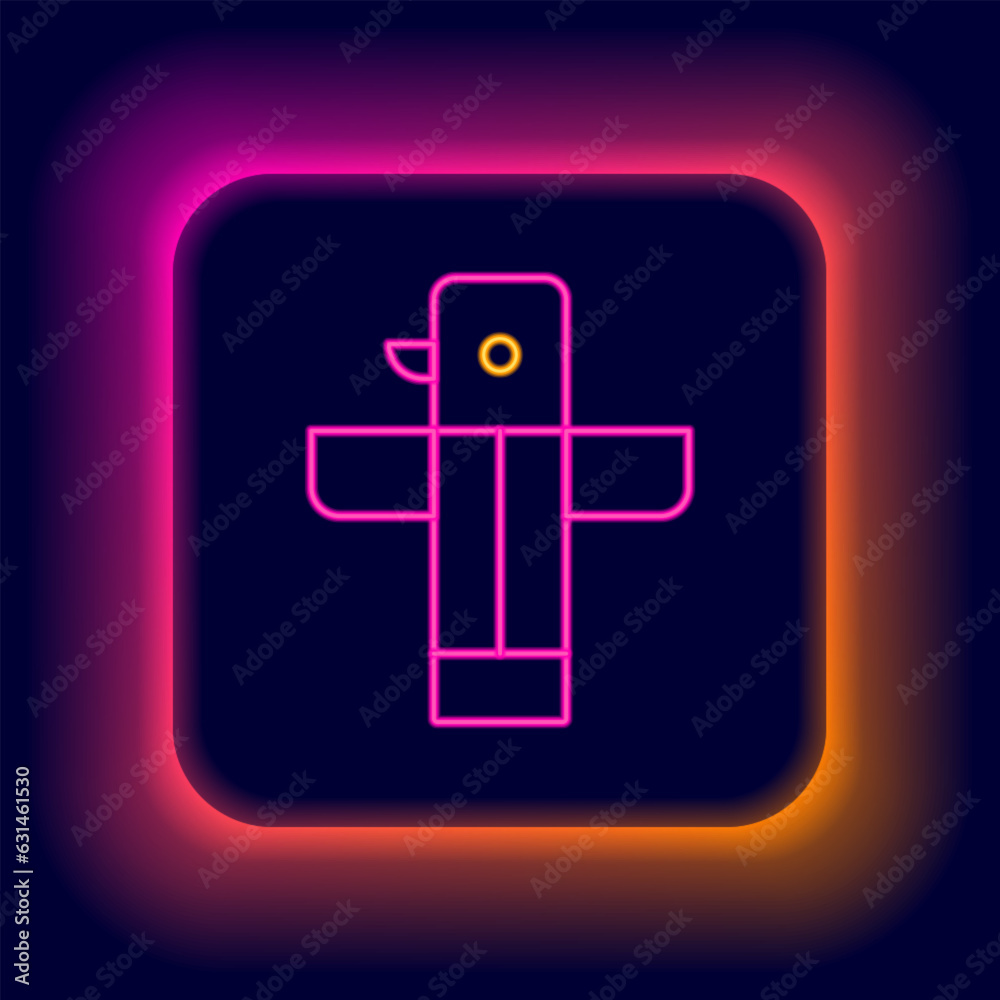 Glowing neon line Canadian totem pole icon isolated on black background. Colorful outline concept. Vector Glowing neon line Canadian totem pole icon isolated on black background. Colorful outline concept. Vector
