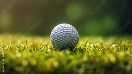 Golf club and ball in grass. Let's golf. Generative Ai