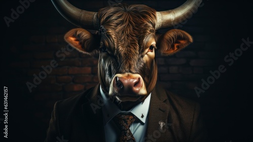  Bull man in suit as a corporate leader photo