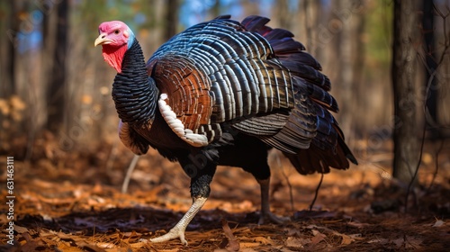 Male wild turkey strutting Generative AI
