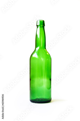 Botella de sidra sobre fondo blanco (Sidra Asturiana) photo