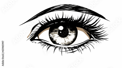 Drawing female eyes with eyebrow vector