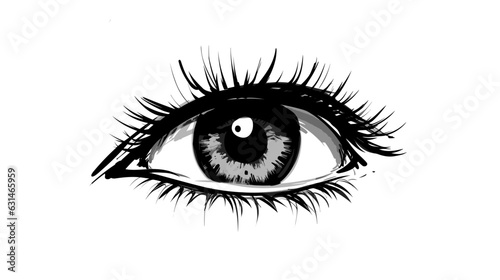 Drawing female eyes with eyebrow vector