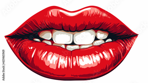 Drawing female lips on a white background vector