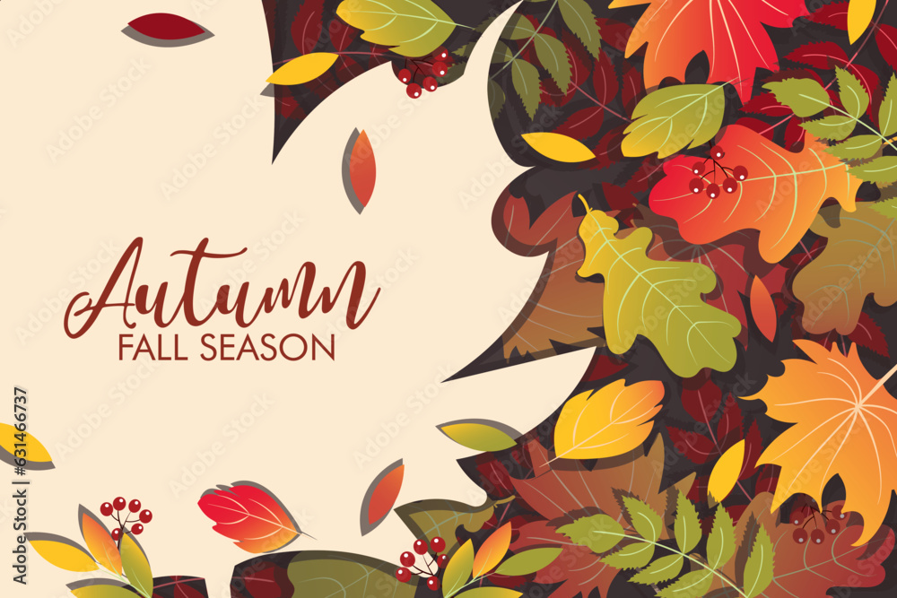 Autumn background with leaves. Can be used for poster, banner, flyer, invitation, website or greeting card. Vector illustration