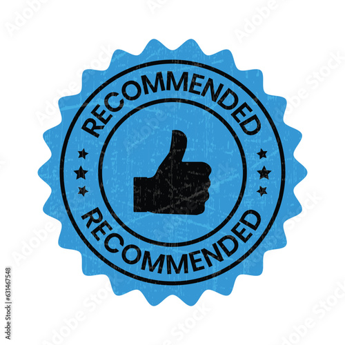 Recommended Stamp, Recommendation Icon, Recommendation Rubber Stamp Round Band, Label, Emblem, Seal, Sticker, Logo, Vector Illustration With Grunge Texture