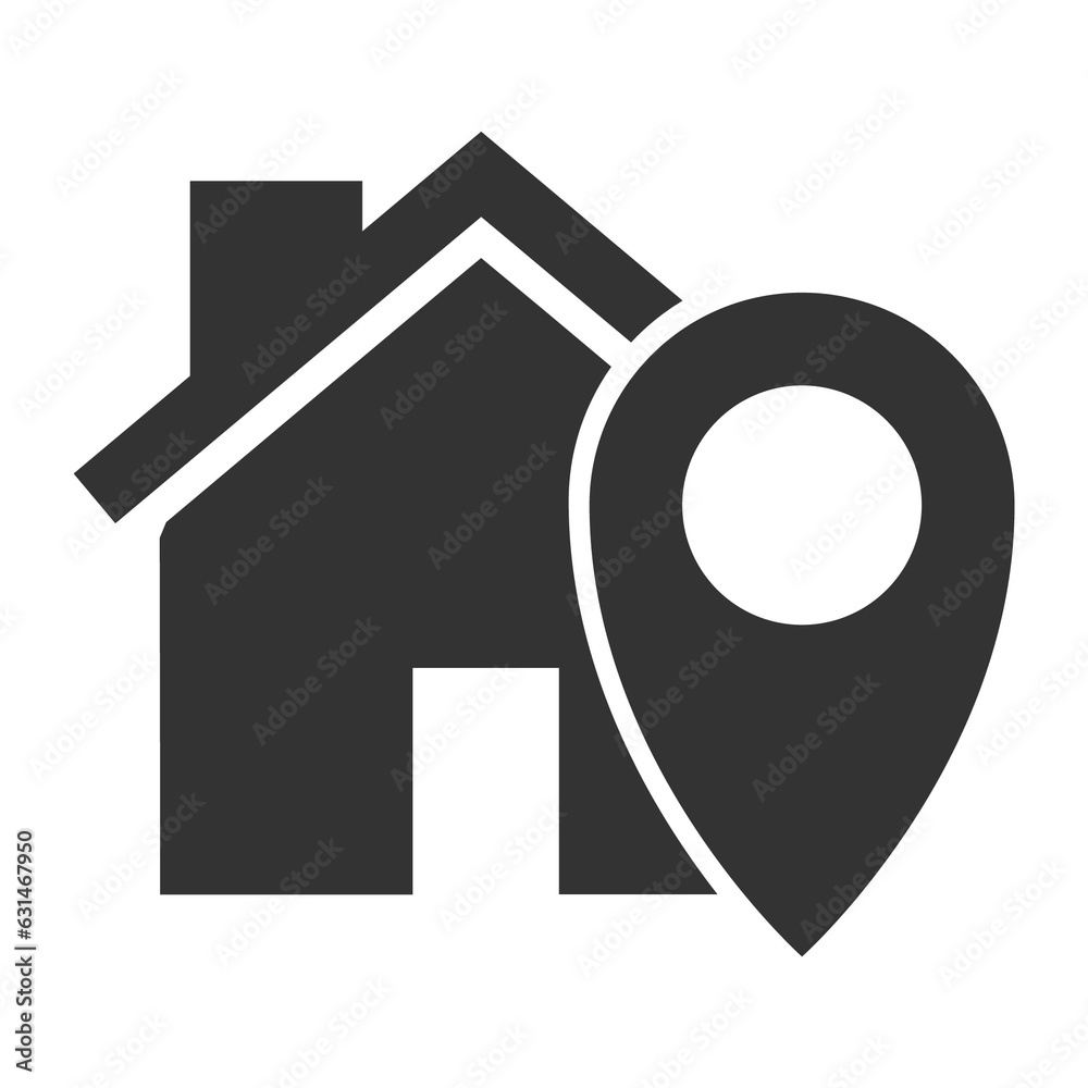 Vector illustration of home location icon in dark color and transparent ...
