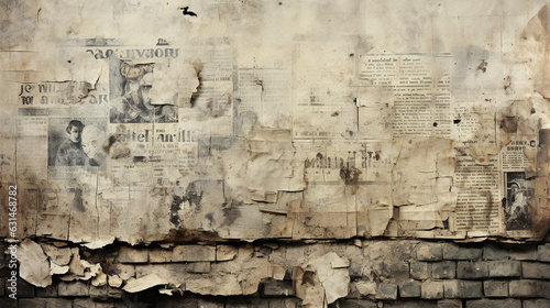 old worn newspaper texture, old wall with newspaper