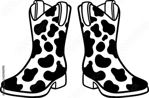pair of boots cow print