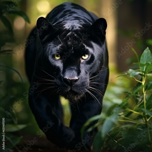 black panther animal big cat in jungle cinematic hd