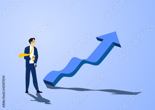 Business mentor helps to improve career, help and self development strategy flat style design business concept. vector illustration.	
