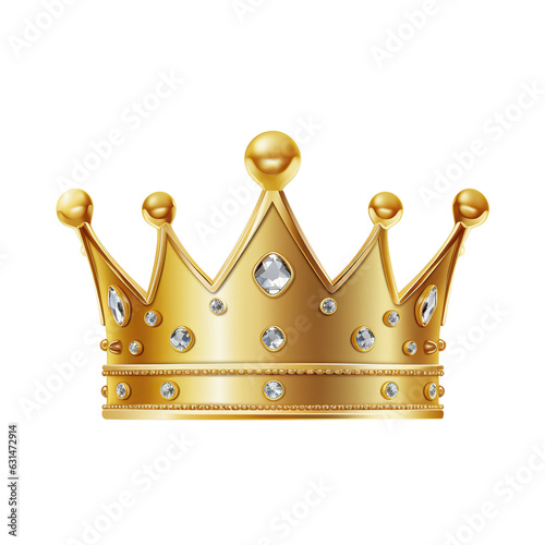 Golden crown with precious stones on a transparent background, png