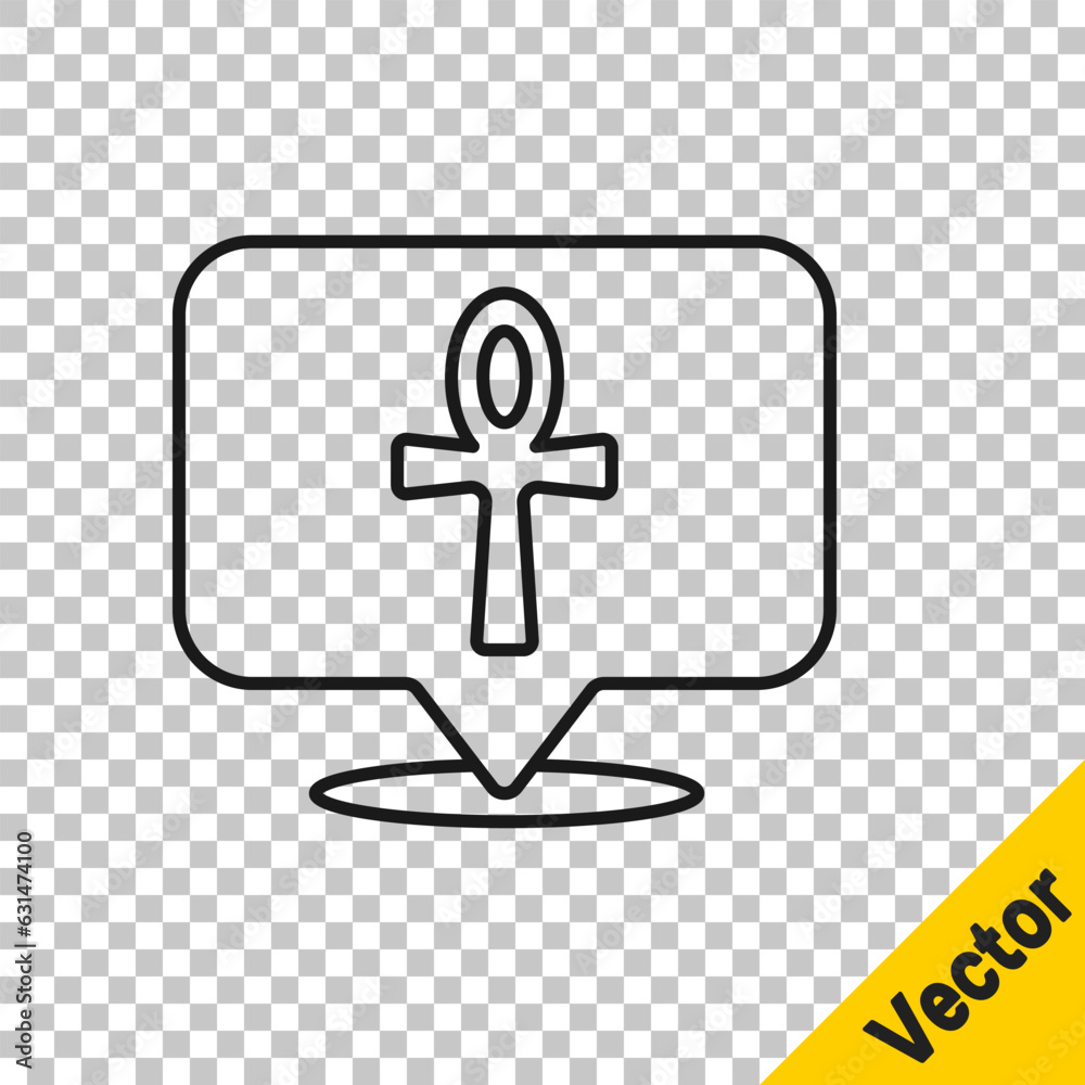 Black line Cross ankh icon isolated on transparent background. Egyptian word for life or symbol of immortality. Vector Black line Cross ankh icon isolated on transparent background. Egyptian word for life or symbol of immortality. Vector