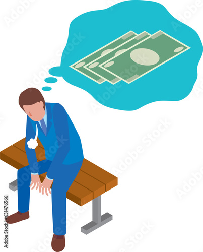 借金やお金のことを考える男性