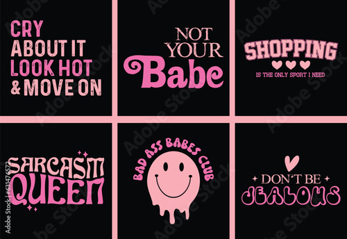 Girl Quotes Bundle, Funny Pink Girl Quotes Bundle
