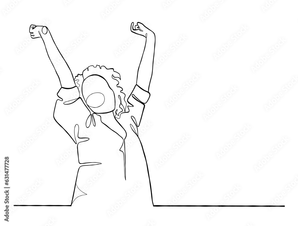 Fototapeta premium Continuous one line drawing of happy woman illustration. Vector illustration.