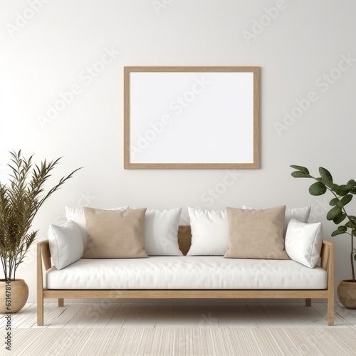 beautiful interior design furniture with mockup poster artwork with border frame interior house template for your design clean minimalist style decoration home interior background ideas ai generate