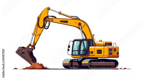 Construction excavator drawing on white background vector