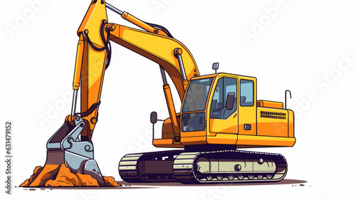 Construction excavator drawing on white background vector