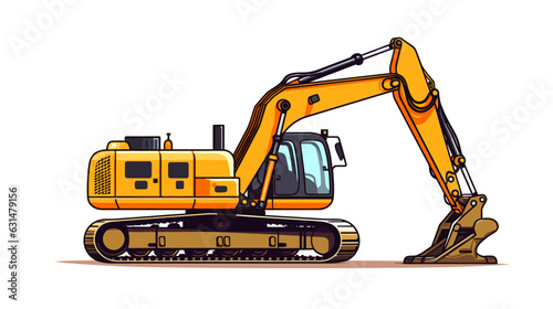 Construction excavator drawing on white background vector