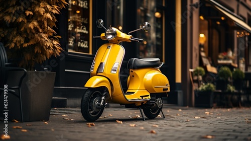 Scooter on street made with Ai generative technology, Property is fictional