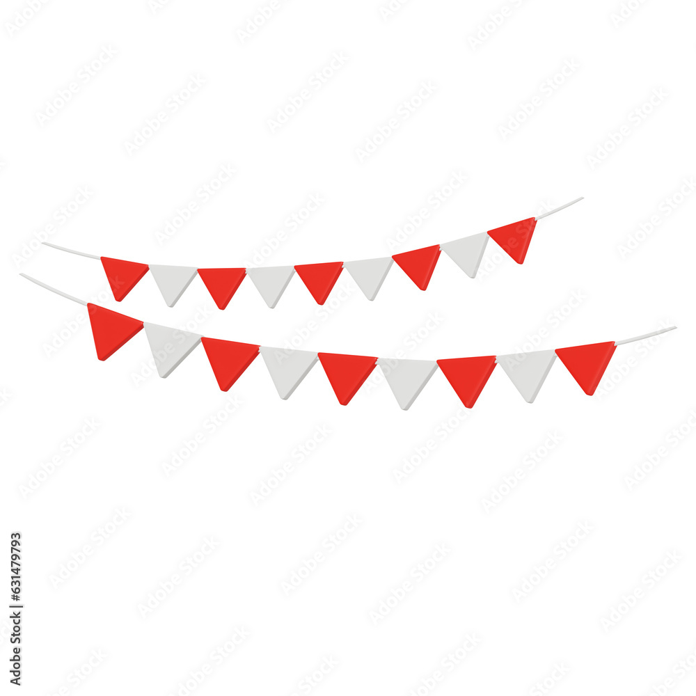 Fototapeta premium Party Flag Indonesia 3D Illustration