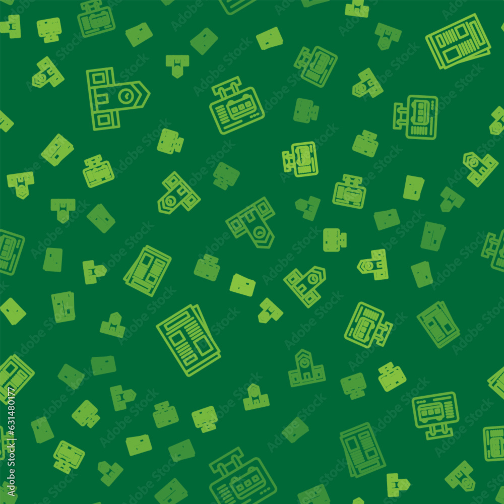 Set line Railway station, News and Ticket office to buy tickets on seamless pattern. Vector Set line Railway station, News and Ticket office to buy tickets on seamless pattern. Vector
